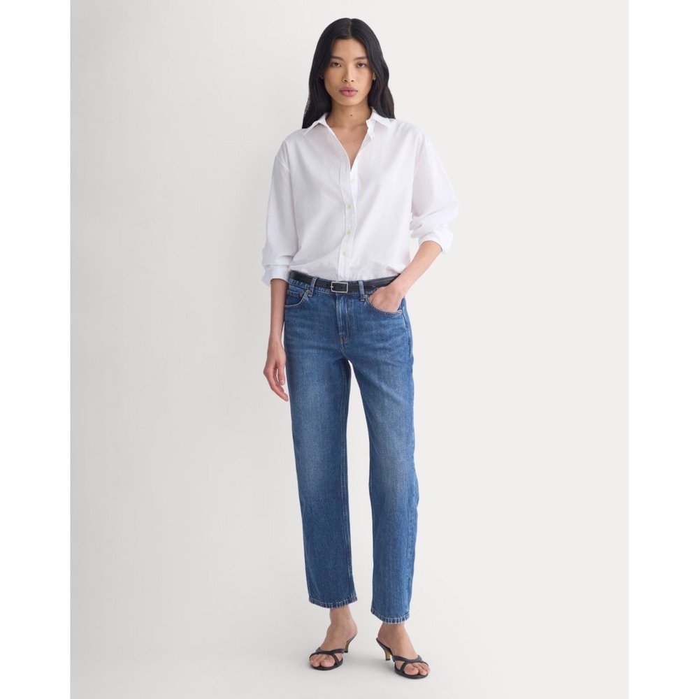 Everlane Jean Medium Indigo The Low Boyfriend Straight Leg 30R